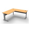 DESK WITH RETURN RAPID SPAN 1800WX700D1800WX600DMM SILVER LEGS BEECH TOP METAL MODESTY PANEL