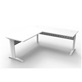 DESK WITH RETURN RAPID SPAN 1800WX700D1800WX600DMM WHITE LEGS NATURAL WHITE TOP METAL MODESTY PANEL