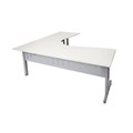 CORNER WORKSTATION RAPID SPAN 1800WX1200WX700DMM C LEG SILVER NATURAL WHITE TOP METAL MODESTY PANEL