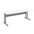 DESK RAPID SPAN 1200WX700DMM C LEG SILVER NATURAL WHITE TOP METAL MODESTY PANEL