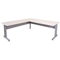 DESK WITH RETURN RAPID SPAN 1800WX700D1800WX600DMM C LEG SILVER NATURAL WHITE TOP METAL MODESTY PANEL