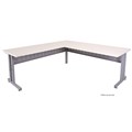DESK WITH RETURN RAPID SPAN 1800WX700D1800WX600DMM C LEG SILVER BEECH TOP METAL MODESTY PANEL