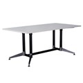 BOARDROOM TABLE RAPID TYPHOON 1800WX900DX750HMM RECTANGULAR DUAL POST BLACK FRAME NATURAL WHITE TOP