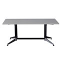 BOARDROOM TABLE RAPID TYPHOON 1800WX900DX750HMM RECTANGULAR DUAL POST BLACK FRAME GREY TOP