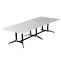 BOARDROOM TABLE RAPID TYPHOON 3200WX1200DX750HMM RECTANGULAR DUAL POST BLACK FRAME 2 PIECE NATURAL WHITE TOP