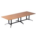 BOARDROOM TABLE RAPID TYPHOON 3200WX1200DX750HMM RECTANGULAR DUAL POST BLACK FRAME 2 PIECE BEECH TOP