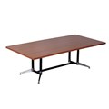 BOARDROOM TABLE RAPID TYPHOON 3200WX1200DX750HMM RECTANGULAR DUAL POST BLACK FRAME 2 PIECE CHERRY TOP