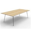 BOARDROOM TABLE RAPID AIR 2400WX1200DX750HMM SINGLE STAGE POLISHED ALUMINIUM BASE NATURAL OAK TOP