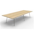 BOARDROOM TABLE RAPID AIR 3200WX1200DX750HMM 2 STAGE POLISHED ALUMINIUM BASE 2 PIECE NATURAL OAK TOP