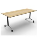 FLIP TOP TABLE RAPID TYPHOON 1800WX750DX750HMM BLACKCHROME FRAME NATURAL OAK TOP