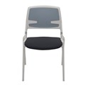 CHAIR VISITORS MAUI WHITEGREY PLASTIC FRAME GREY FABRIC SEAT COVER