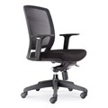 CHAIR HARTLEY TASK MED BACK WITH ARMS BLACK MESH BLACK FABRIC SEAT