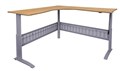 CORNER WORKSTATION SPAN ELECTRIC HEIGHT ADJUSTABLE 1800X1200WX700DX6851205H MM PRECIOUS SILVER FRAME BEECH TOP