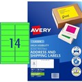 LABEL AVERY FLUORO LASER L7163FG 991X381XMM GREEN 14SHEET
