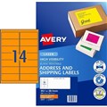 LABEL AVERY FLUORO LASER L7163FO 991X381XMM ORANGE 14SHEET