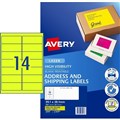 LABEL AVERY FLUORO LASER L7163FY 991X381XMM YELLOW 14SHEET
