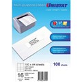 LABEL UNISTAT LASERINKJETCOPIER 38942 99X34MM WHITE WITH MARGIN 16SHEET