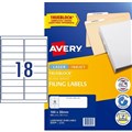 LABEL AVERY LASER L7172 FILING RING BINDER 100X30MM WHITE 18SHEET