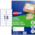 LABEL AVERY LASER ENVIRO L7163EV ADDRESS 991X381MM WHITE 14SHEET