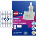 LABEL AVERY CLEAR LASER L7551 ADDRESS 381X212MM 65SHEET