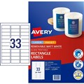 LABEL AVERY LASER L7157REV REMOVABLE 640X243MM WHITE 33SHEET
