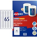LABEL AVERY LASER L7651REV REMOVABLE ADDRESS 381X212MM WHITE 65SHEET