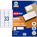 LABEL AVERY INKJET J8157 MAILING ADDRESS 64X243MM WHITE 33SHEET