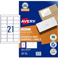 LABEL AVERY INKJET J8160 MAILING ADDRESS 635X381MM WHITE 21SHEET