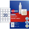 LABEL AVERY LASER L712610 PRINT TO EDGE SQUARE 45X45MM CRYSTAL CLEAR 20SHEET