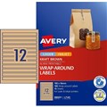 LABEL AVERY LASER L7145 WRAPAROUND 1900X160MM 12SHEET KRAFT