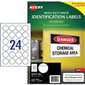 LABEL AVERY LASER L6112HD HEAVY DUTY ROUND 40MM DIA WHITE 24SHEET