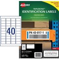 LABEL AVERY LASER L6140 TRIPLEBOND INDUSTRIAL 457X254MM WHITE 40SHEET