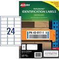 LABEL AVERY LASER L6141 TRIPLEBOND INDUSTRIAL 635X339MM WHITE 24SHEET