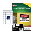 LABEL AVERY LASER L4778REV REMOVABLE 457X212MM WHITE 48SHEET