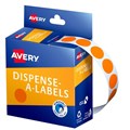 LABEL AVERY DISPENSER PACK CIRCLE 14MM ORANGE DMC14O