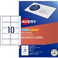 CARDS AVERY WHITE MICROPERFORATED LASERINKJET BUSINESS CARDS L7415 MATT 150GSM PK100