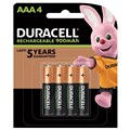 BATTERIES DURACELL RECHARGEABLE AAA NIMH 800MAH PK4