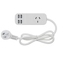 POWER BOARD JACKSON PT3USB3A 1 POINT PORTABLE WITH 4 X USB CHARGE PORTS 90CM CORD WHITE