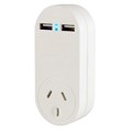 POWER ADAPTOR JACKSON PT1USB 1 OUTLET WITH 2 USB CHARGING PORTS 1A TOTAL WHITE