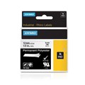 TAPE DYMO RHINO SD18483 PERMANENT POLYESTER 12MMX55M BLACK ON WHITE