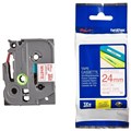 TAPE BROTHER TZE252 24MMX8M RED ON WHITE