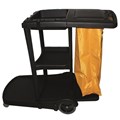 JANITORS TROLLEY CLEANLINK 12082 3 TIER WITH LID BLACK