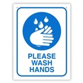 SIGN DURUS HYGIENE PLEASE WASH HANDS 225X300MM WALL MOUNT BLUEWHITE