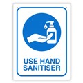 SIGN DURUS HYGIENE USE HAND SANITISER 225X300MM WALL MOUNT BLUEWHITE