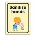SIGN DURUS JUNIOR HYGIENE SANITISE HANDS 225X300MM WALL MOUNT YELLOW