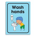 SIGN DURUS JUNIOR HYGIENE WASH HANDS 225X300MM WALL MOUNT BLUE