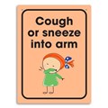 SIGN DURUS JUNIOR HYGIENE COUGH OR SNEEZE INTO ARM 225X300MM WALL MOUNT ORANGE