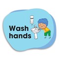 SIGN DURUS JUNIOR HYGIENE WASH HANDS 250X200MM FLOOR ADHESIVE WHITE