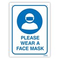 SIGN DURUS HYGIENE PLEASE WEAR A FACE MASK 225X300MM WALL MOUNT BLUEWHITE