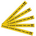 SIGN DURUS SOCIAL DISTANCING HARD FLOOR STRIPS PLEASE STAND BEHIND THE LINE  50X500MM YELLOWBLACK PK5